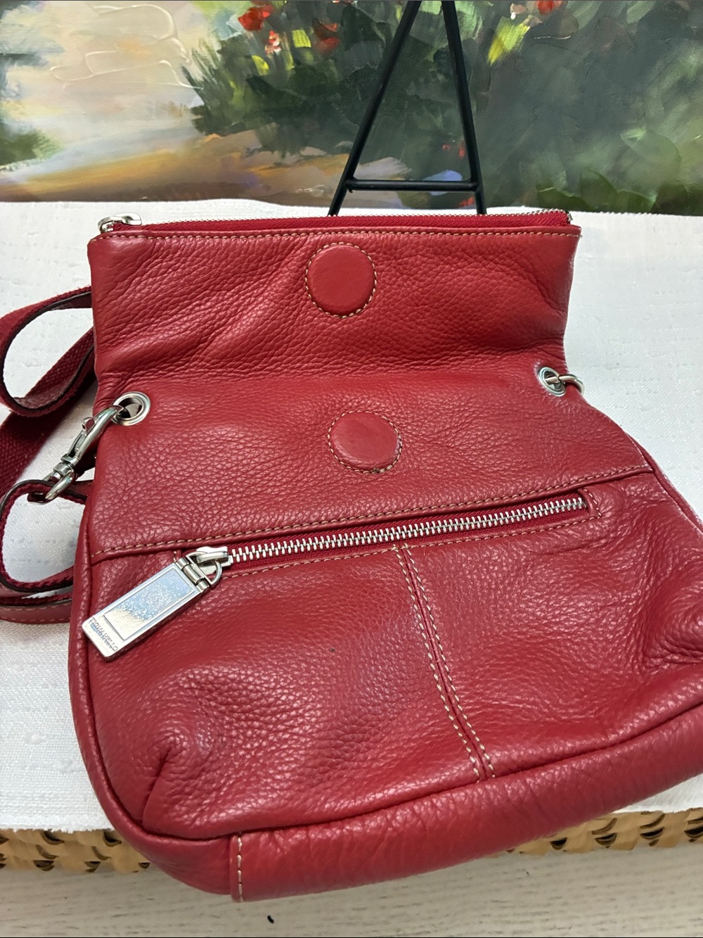 Tignanello Red Leather Crossbody Bag - Picture 4 of 6